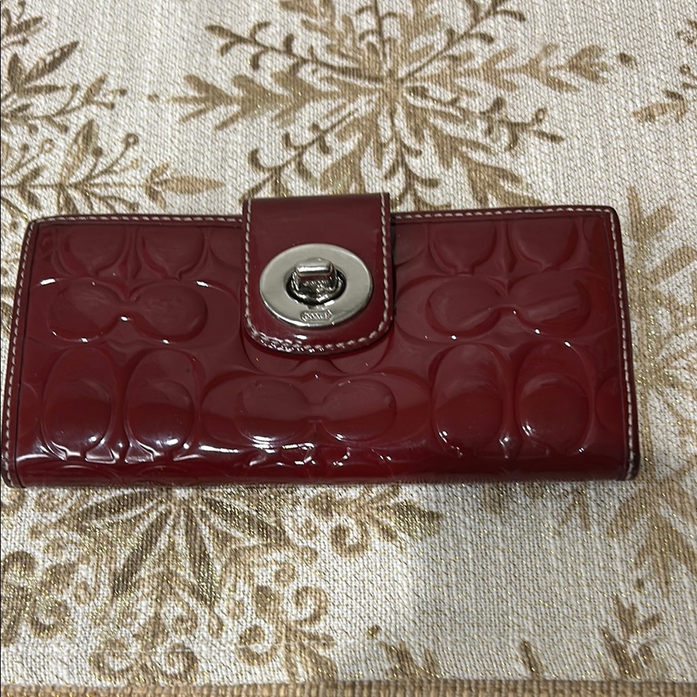 Coach Burgundy Patent Leather Wallet